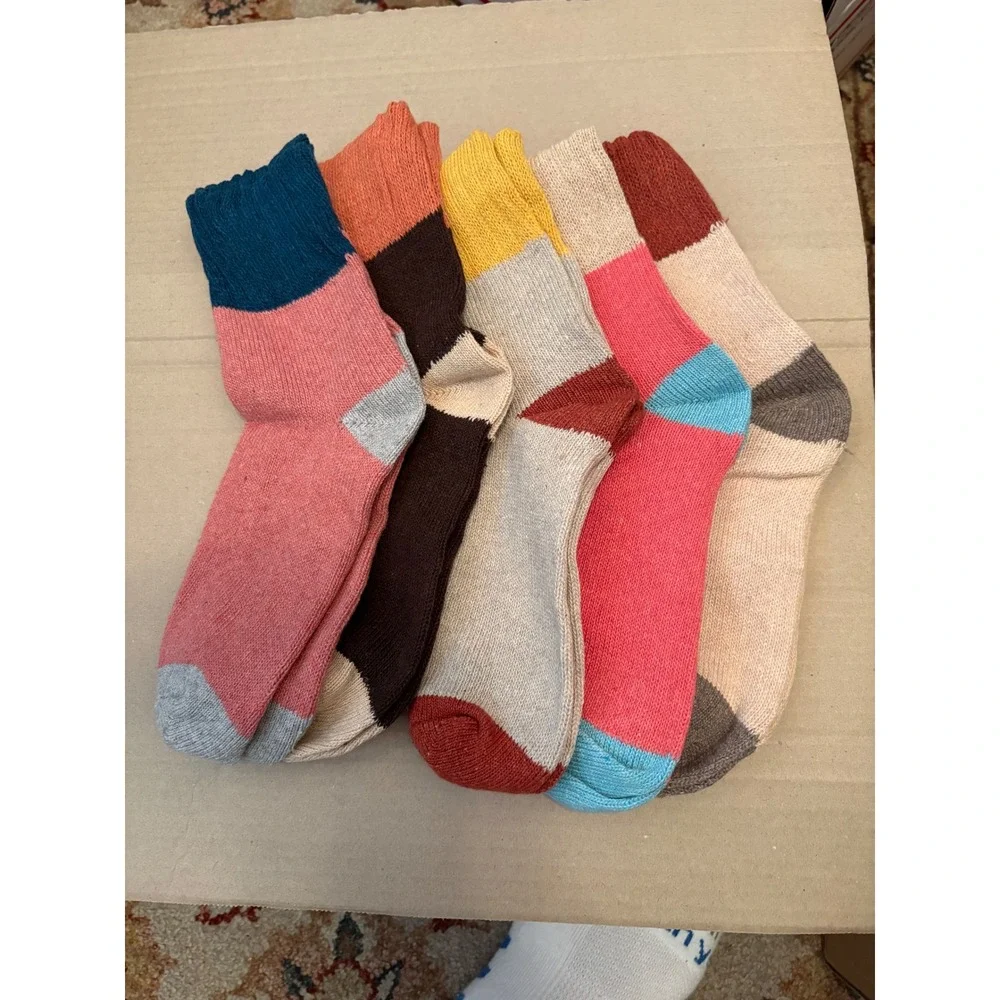 10 pack Multi Colorblock Wool Blend‎ Crew Socks Cozy Knit Warm Winter Boot Socks